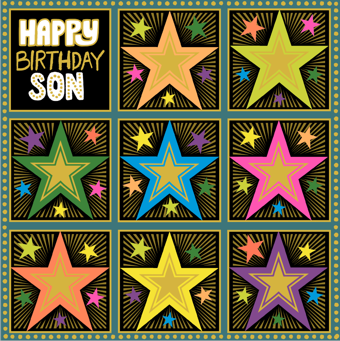 SON BIG MULTI COLOUR STARS