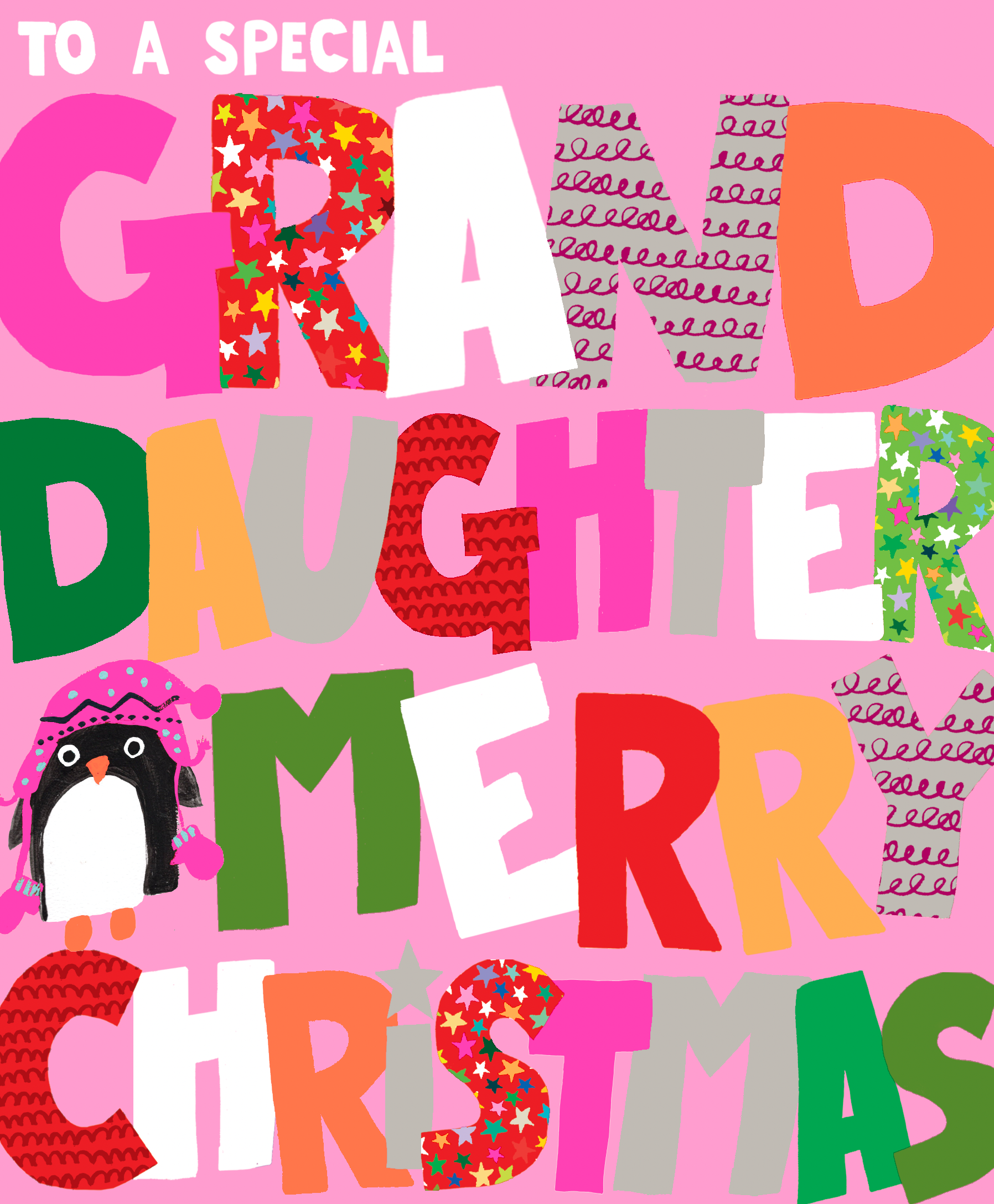 GRANDDAUGHTER BIG TEXT AND PENGUIN