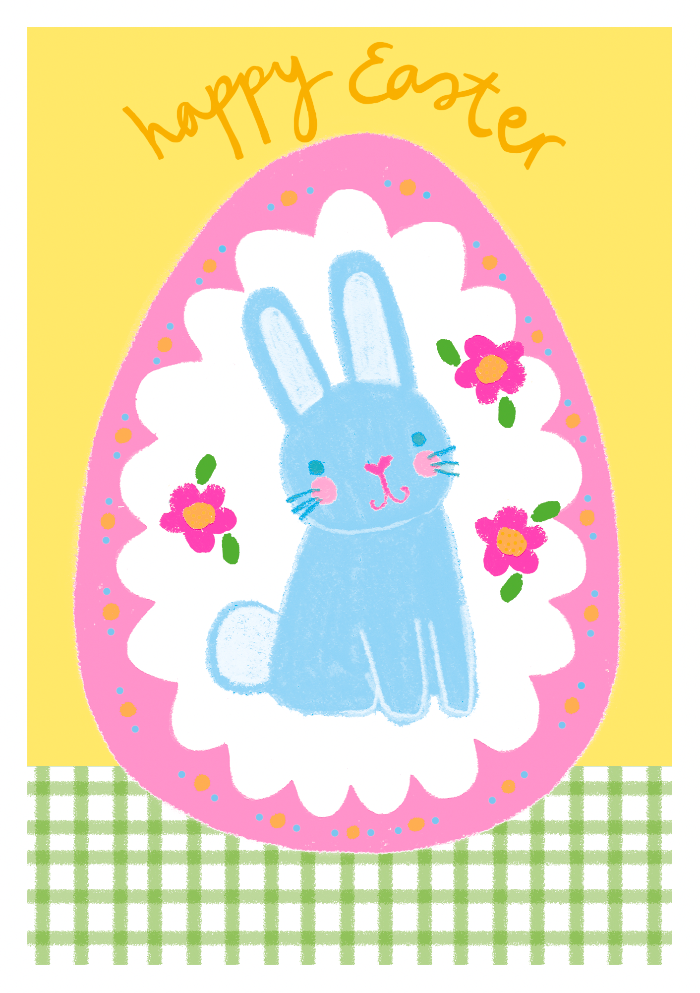 HAPPY EASTER BUNNY RABBIT IN EGG