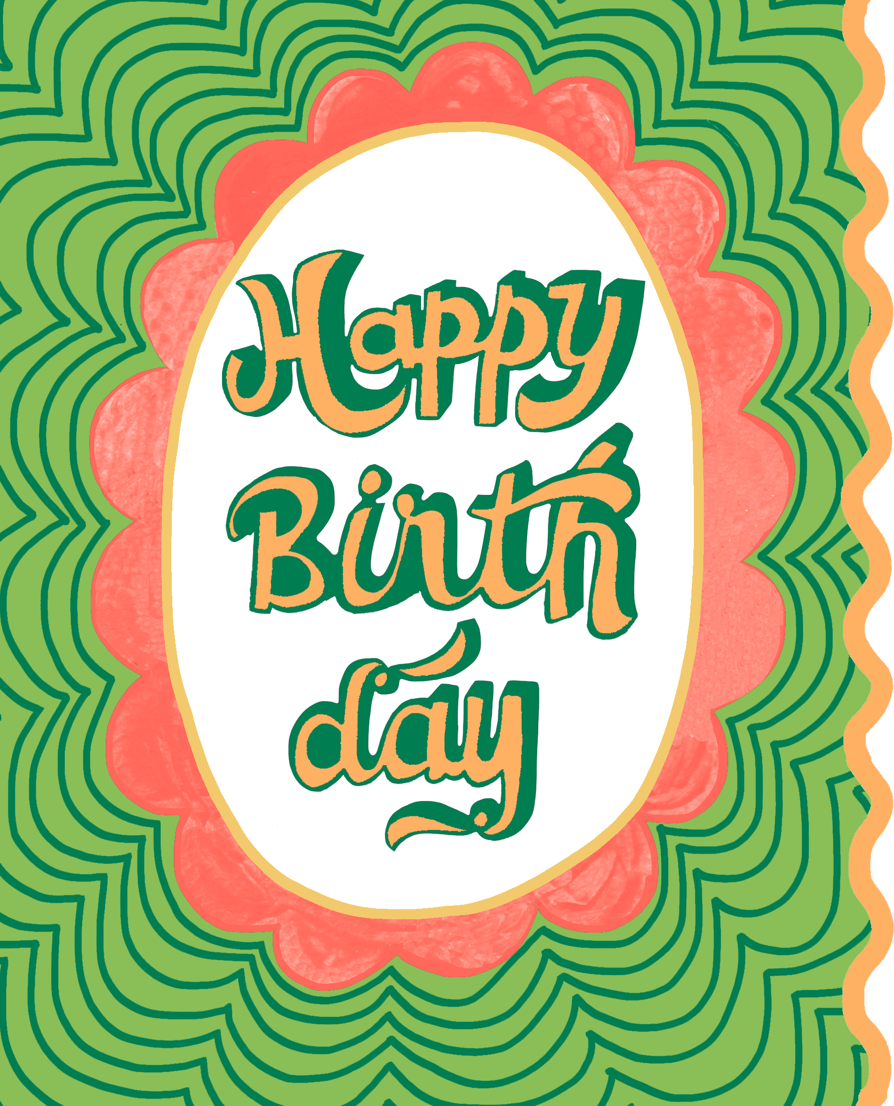 HAPPY BIRTHDAY CAMEO GREEN