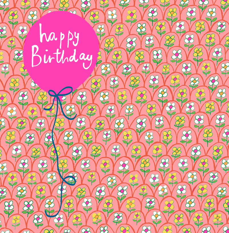 HAPPY BIRTHDAY PINK BALLOON WITH FOIL