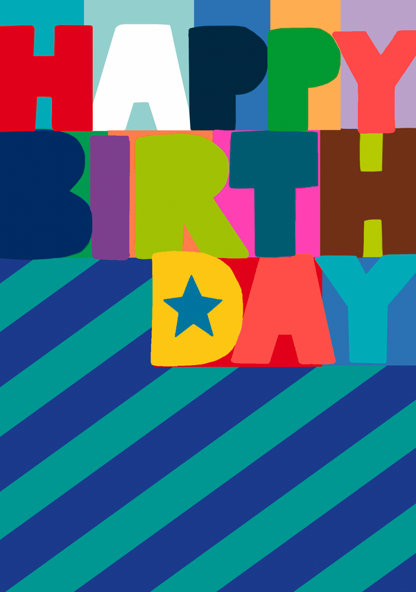 Happy Birthday Blue Chevrons