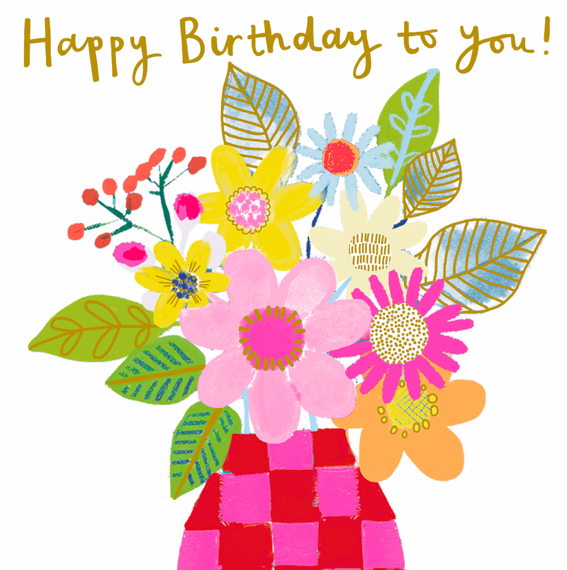 Checker Vase Happy Birthday