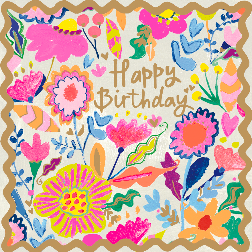 WHITE HAPPY BIRTHDAY BRIGHT FLORALS