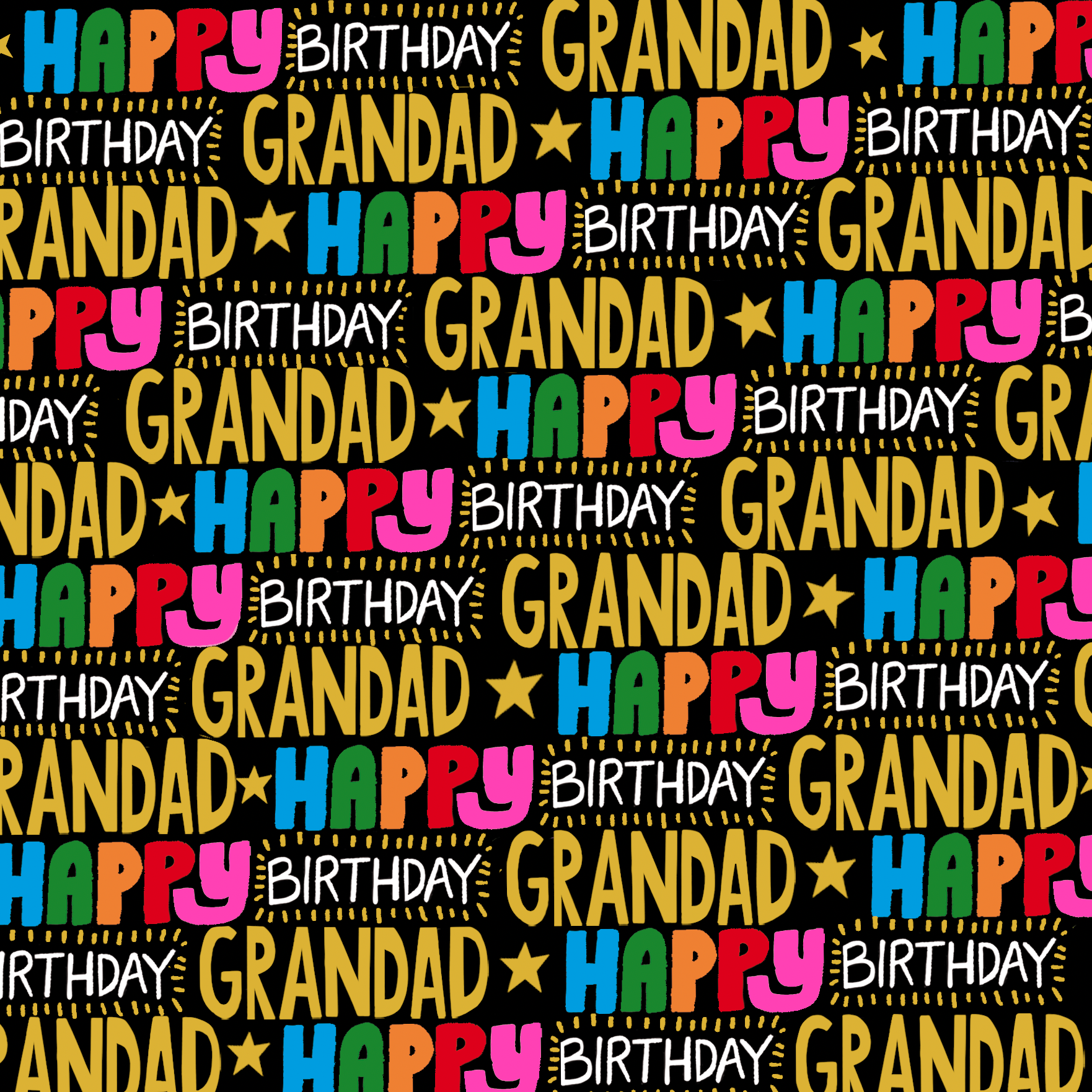 GRANDAD BRIGHT MULTI COLOUR TEXT REPEAT