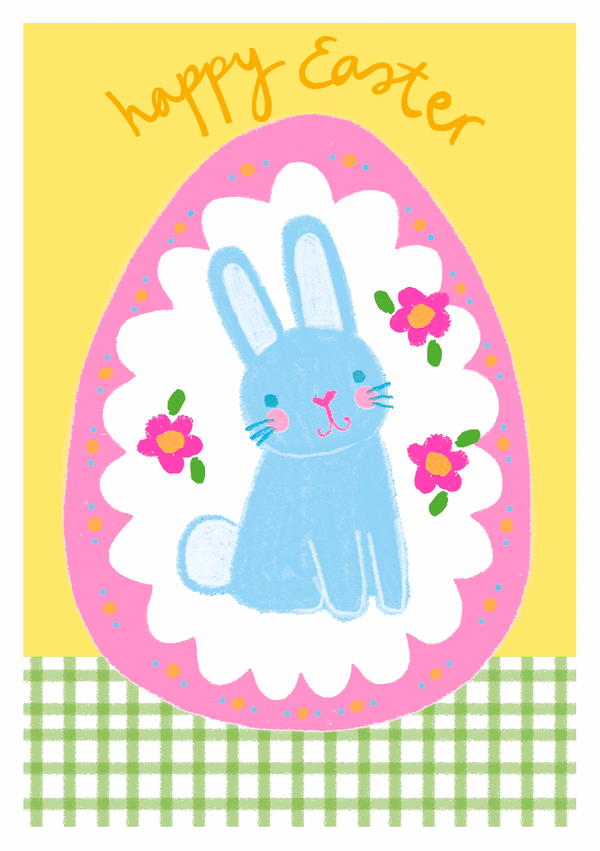 HAPPY EASTER BUNNY RABBIT IN EGG