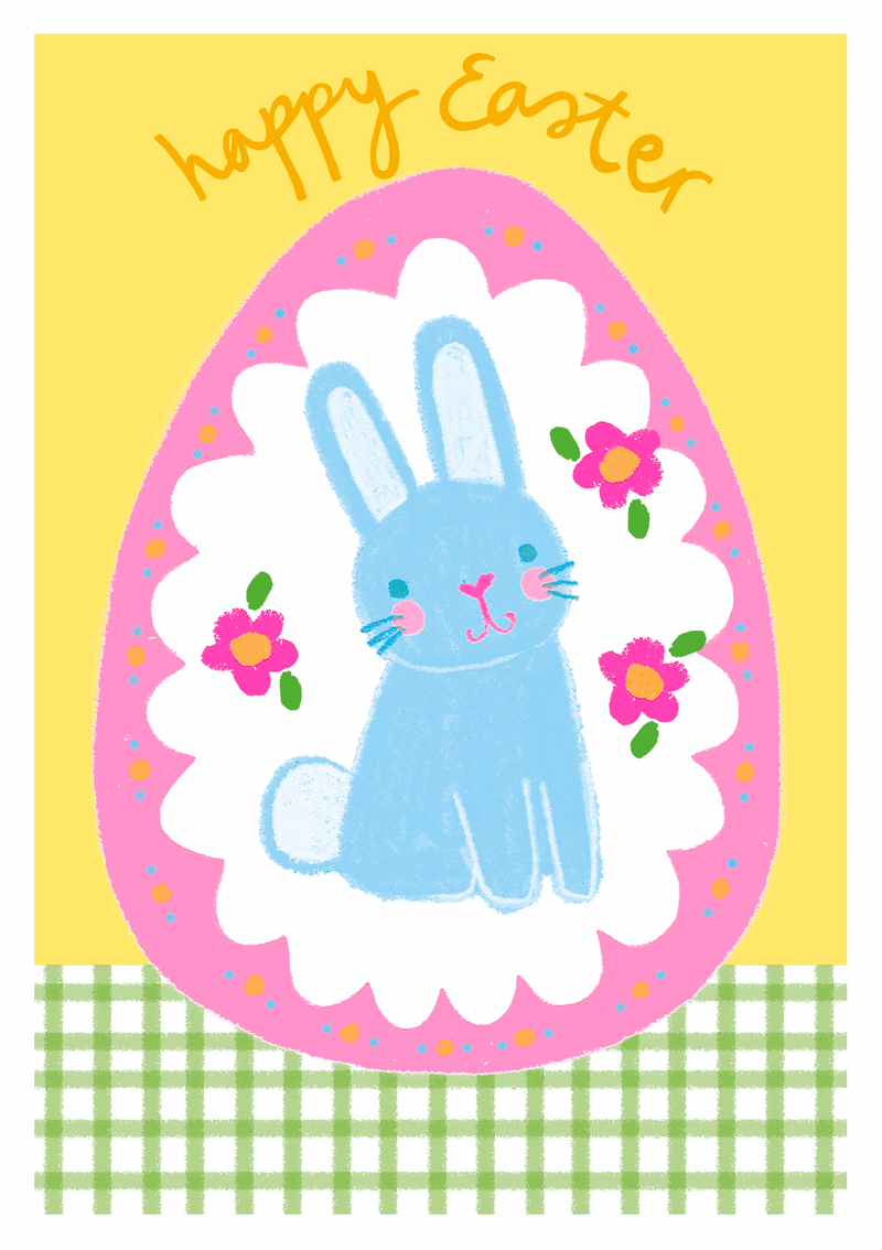 HAPPY EASTER BUNNY RABBIT IN EGG