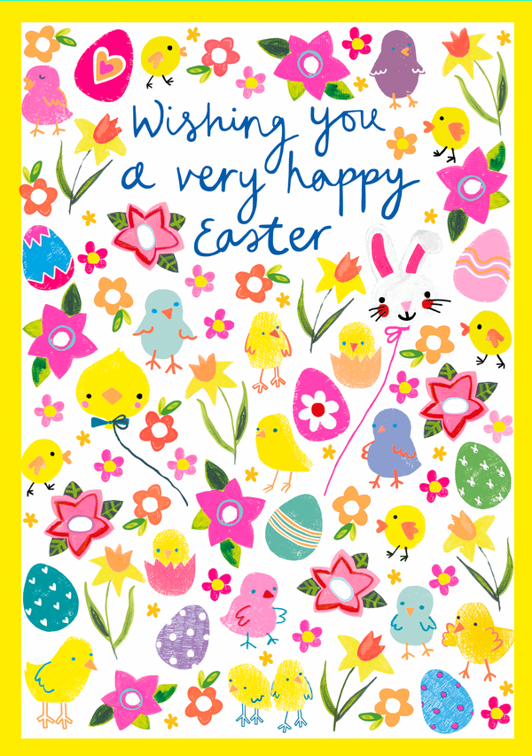 CHICKS AND EGGS WISHING YOU A VERY HAPPY EASTER