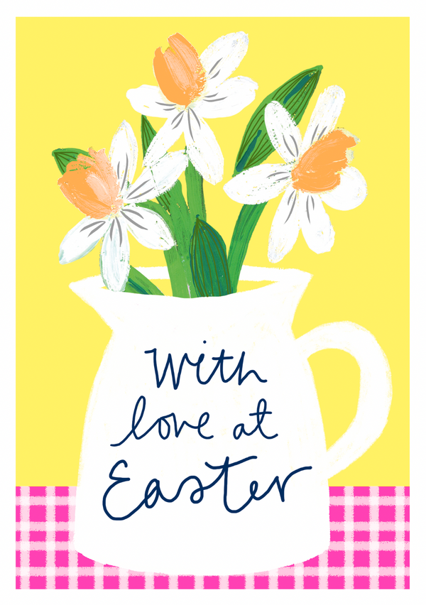 DAFFODILS JUG WITH LOVE AT EASTER