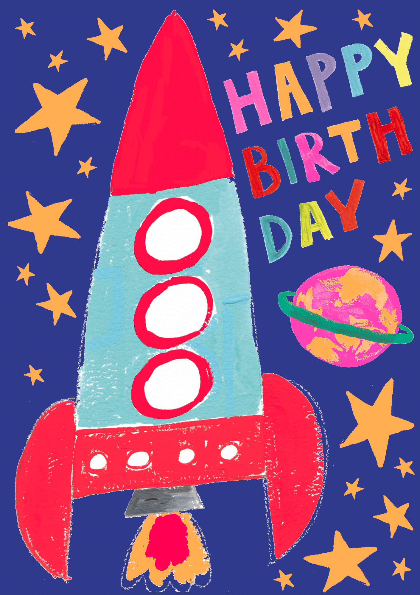 Happy Birthday Rocket | Bright and Sparkly Greetings Cards | Paper Salad