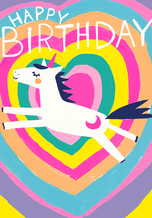 Bright Birthday Unicorn Heart